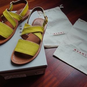 REAL Leather and Fur - Fun Yellow Marni Sandals
